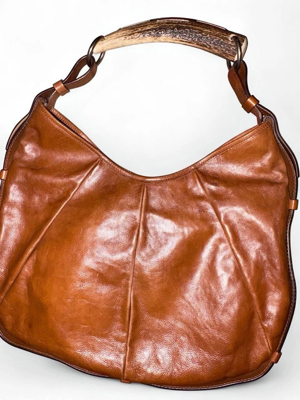 Yves Saint Laurent Mombassa Brown Leather Hobo Bag with Bamboo Handle